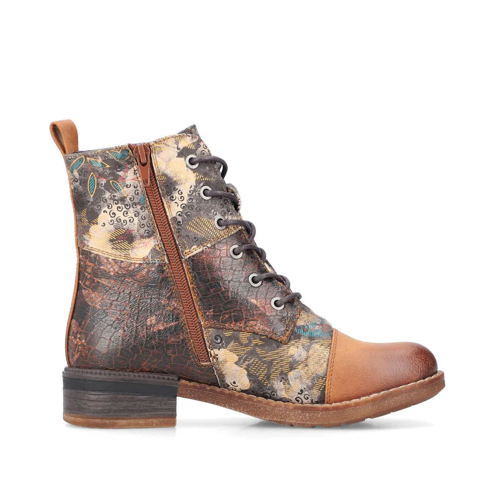 Rieker Shoes 94611-90 Brown Multi Ankle Lace/Zip RTex