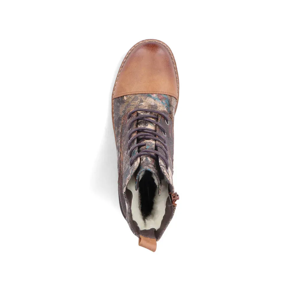 Rieker Shoes 94611-90 Brown Multi Ankle Lace/Zip RTex