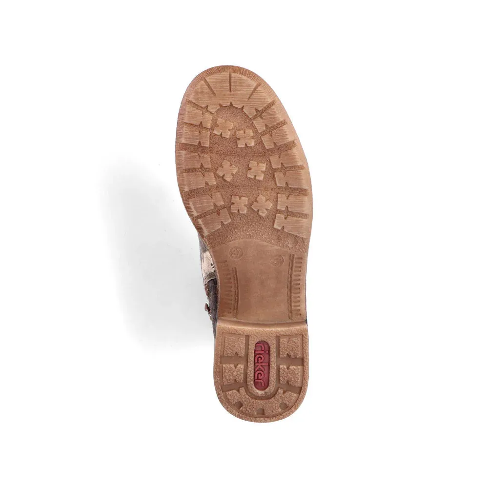 Rieker Shoes 94611-90 Brown Multi Ankle Lace/Zip RTex