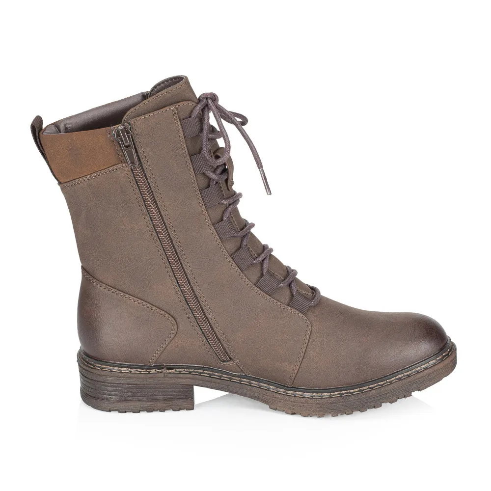 Rieker Shoes 94720-25 Faded Brown Ankle Lace/Zip RTex