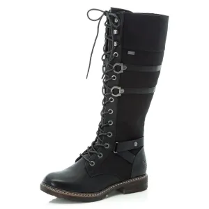 Rieker Shoes 94732-00 Black Tall Lace/Side Zip RTex
