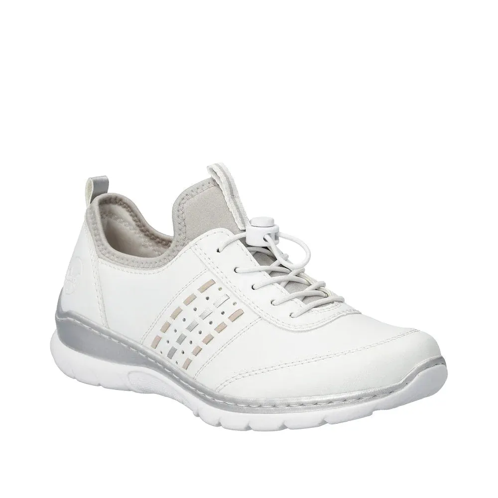 Rieker Shoes L3259-80 Bungee Lace White/Silver