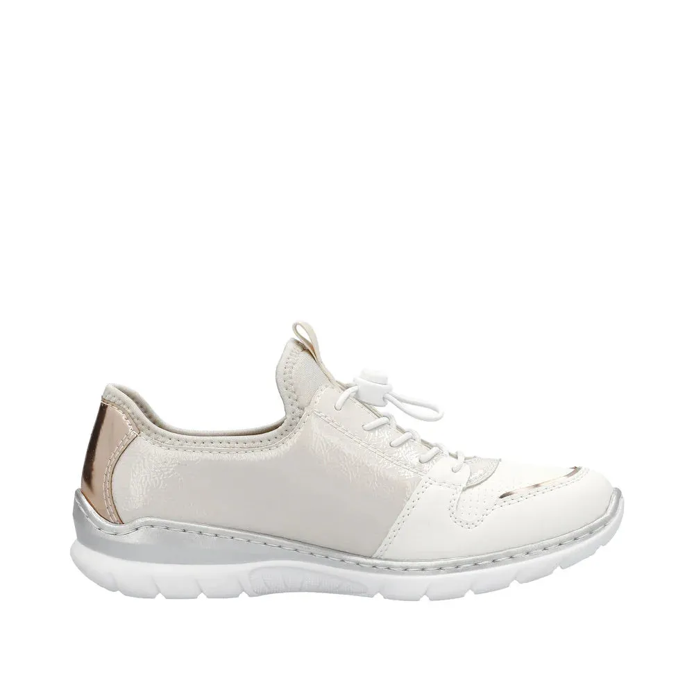 Rieker Shoes L3294-80 White/Pearl Bungee Lace
