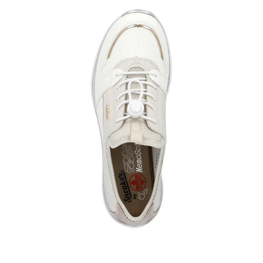 Rieker Shoes L3294-80 White/Pearl Bungee Lace