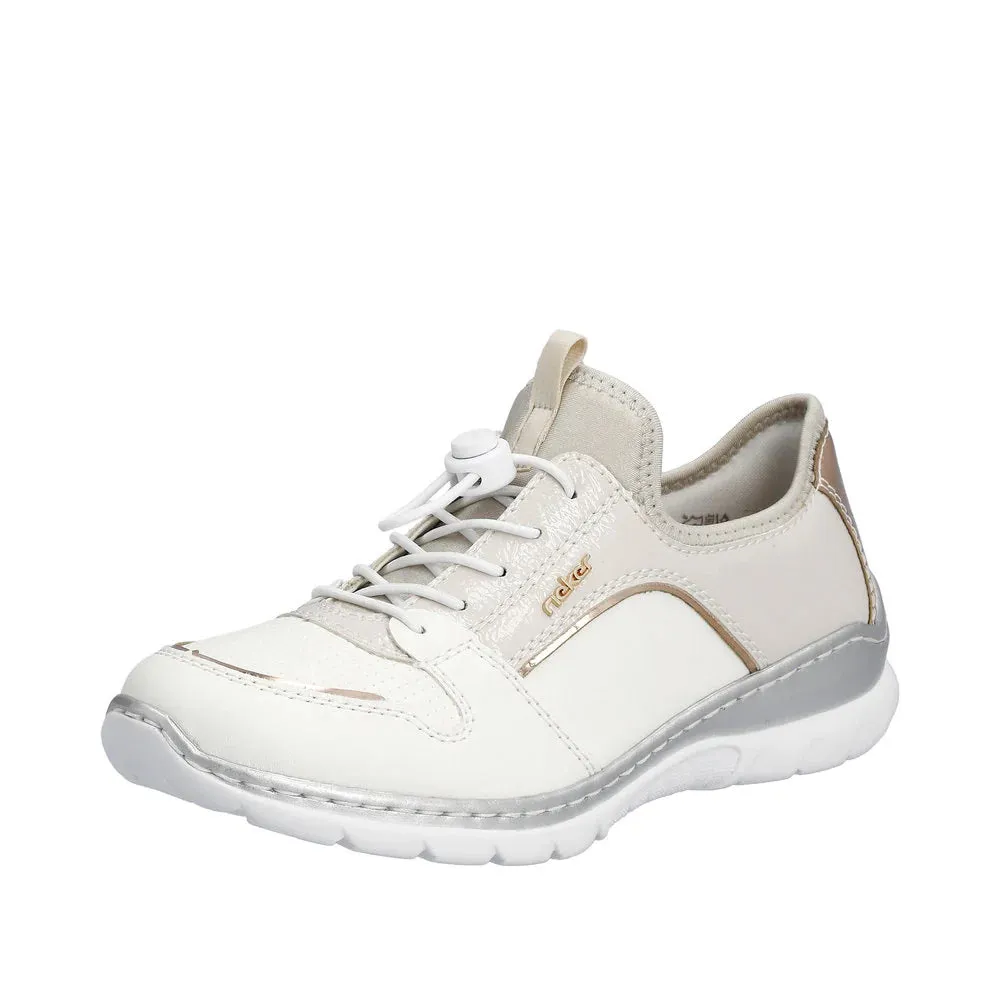 Rieker Shoes L3294-80 White/Pearl Bungee Lace