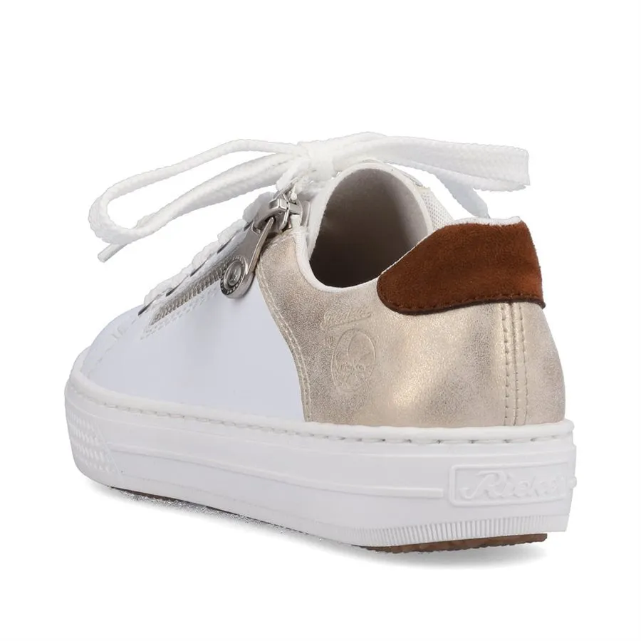 Rieker Shoes L59A1-81 White/Shell Multi Lace/Side Zip