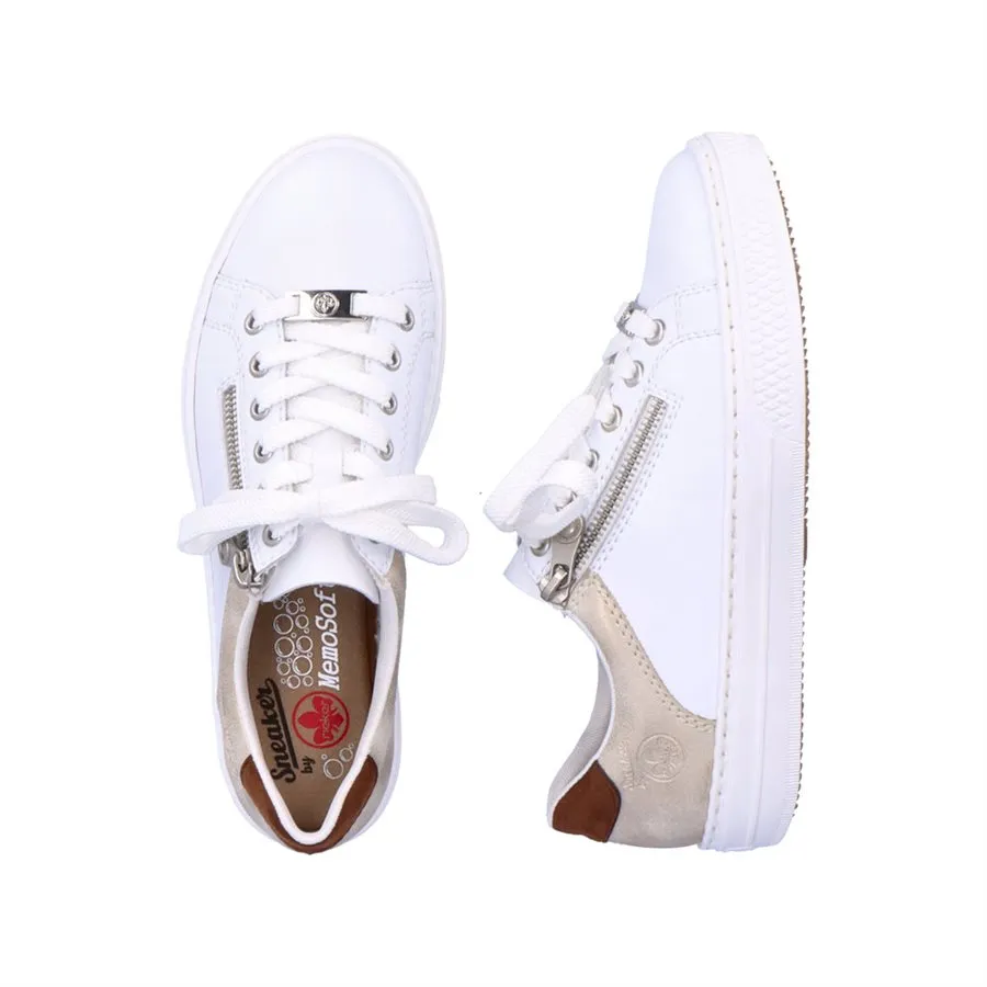 Rieker Shoes L59A1-81 White/Shell Multi Lace/Side Zip