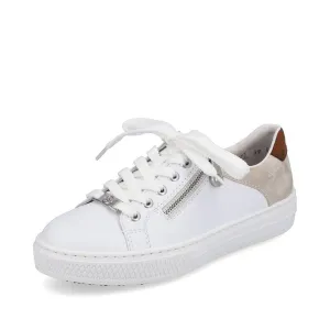 Rieker Shoes L59A1-81 White/Shell Multi Lace/Side Zip