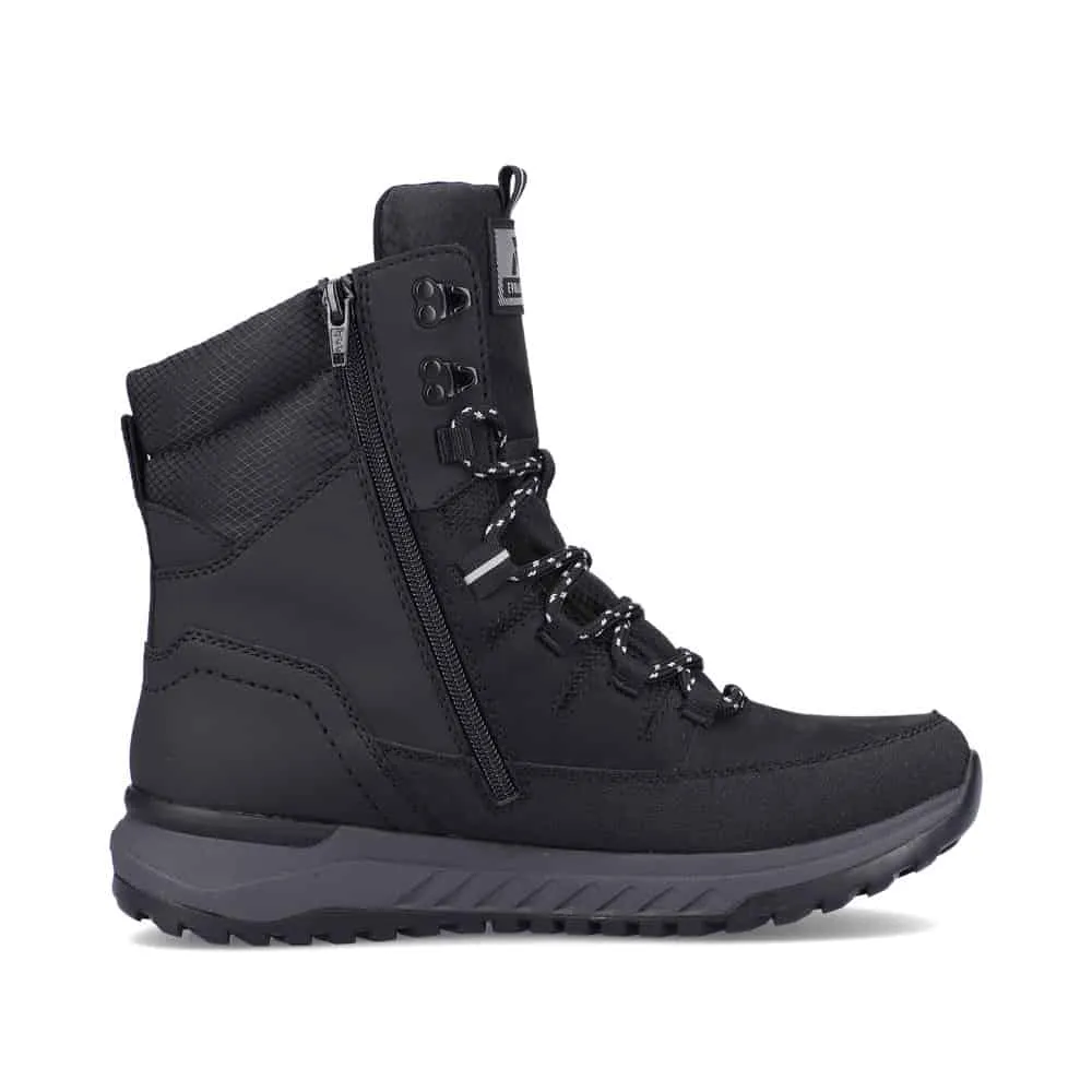 Rieker Shoes U0171-00 Black Lace Boot RTex
