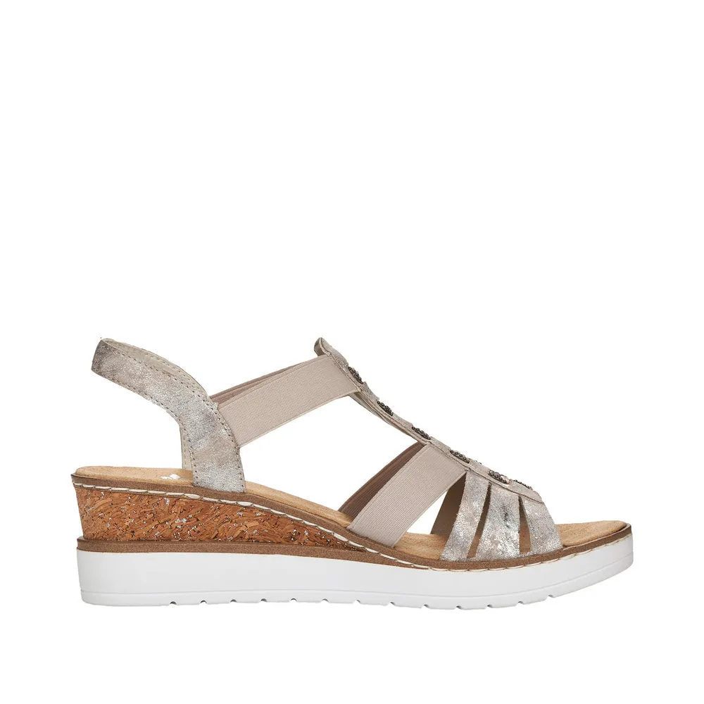 Rieker Shoes V3822-90 Metallic Wedge