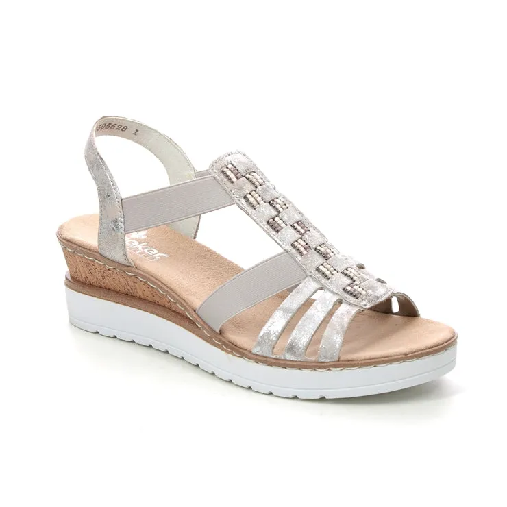 Rieker Shoes V3822-90 Metallic Wedge