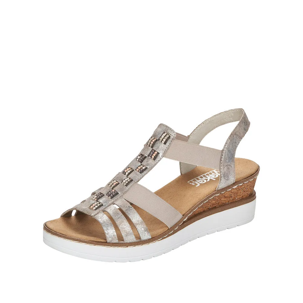 Rieker Shoes V3822-90 Metallic Wedge