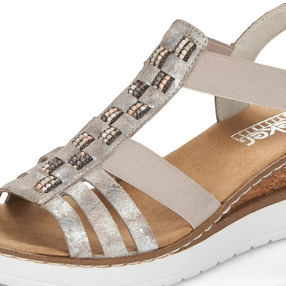 Rieker Shoes V3822-90 Metallic Wedge