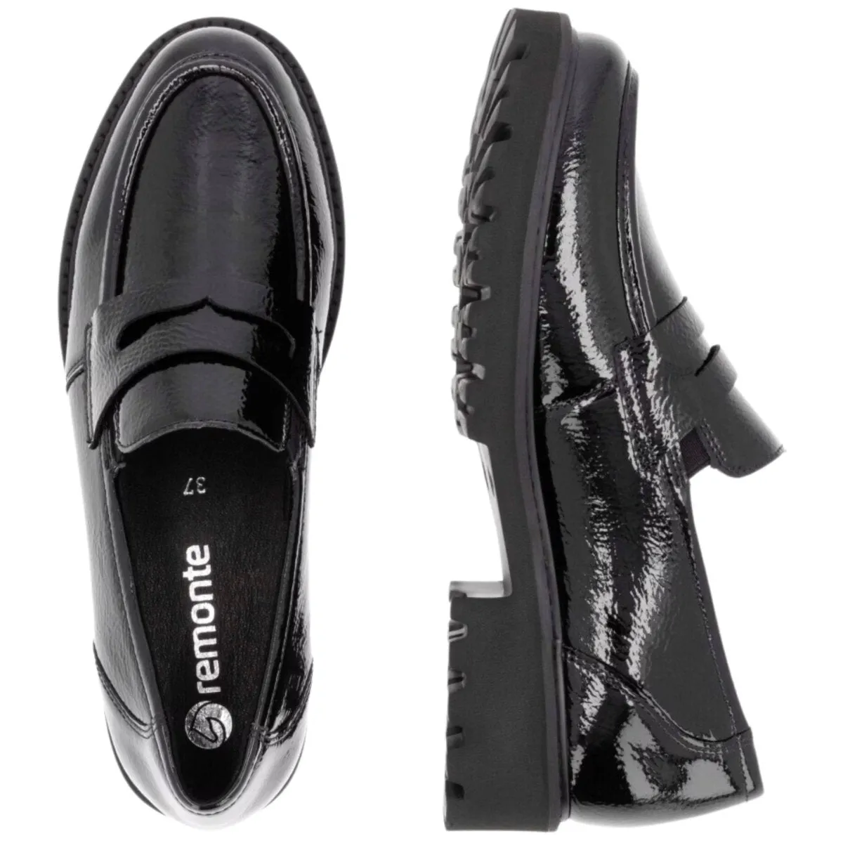 Rieker Women's D8602-00 Black Patent Rieker Shoes