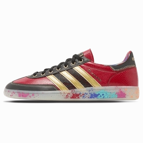 S.E.E.D. x adidas Handball Spezial 'Scarlet Gold Paint Splatter' Adidas Handball Spezial trainers with gum sole