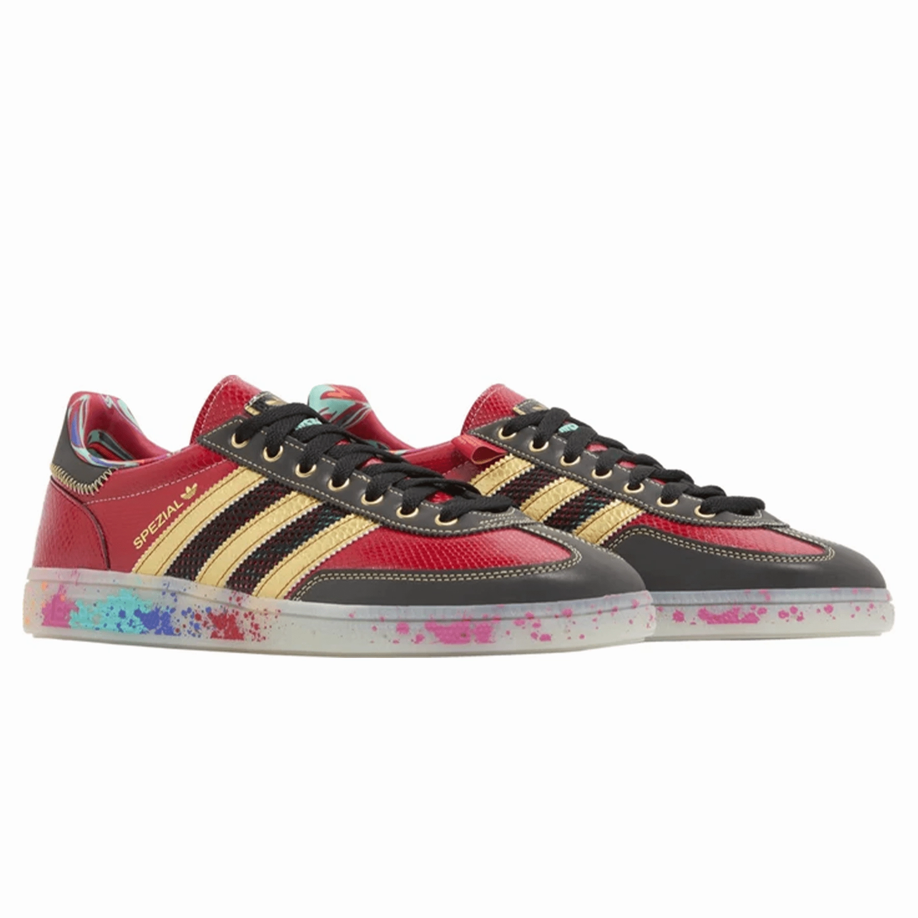 S.E.E.D. x adidas Handball Spezial 'Scarlet Gold Paint Splatter' Low-profile athletic trainers