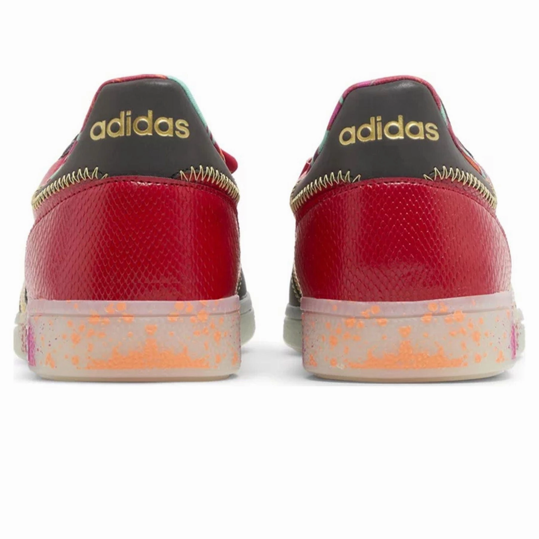 S.E.E.D. x adidas Handball Spezial 'Scarlet Gold Paint Splatter' Low-profile athletic trainers