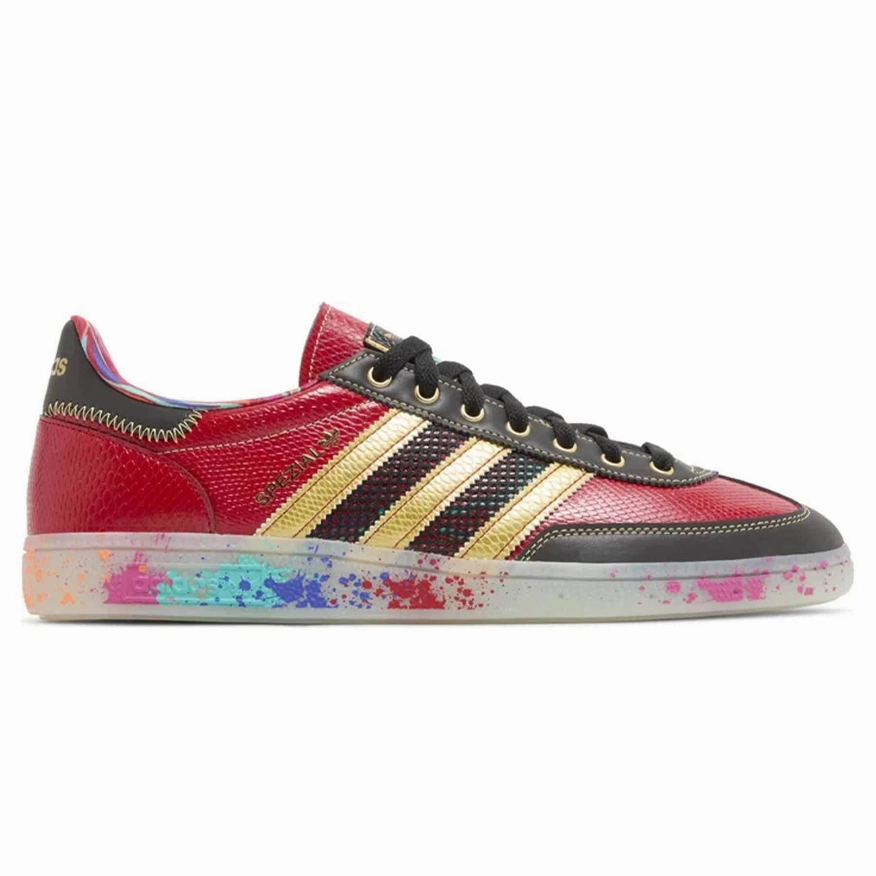 S.E.E.D. x adidas Handball Spezial 'Scarlet Gold Paint Splatter' Low-profile athletic trainers