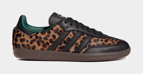 Samba OG Cheetah Womens Lifestyle Shoes (Core Black/Collegiate Green/Cream White) Adidas Samba shoes with iconic T-toe design
