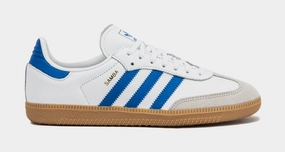 Samba OG Grade School Lifestyle Shoes (Cloud White/Blue/Gum) Adidas Samba shoes with iconic T-toe design