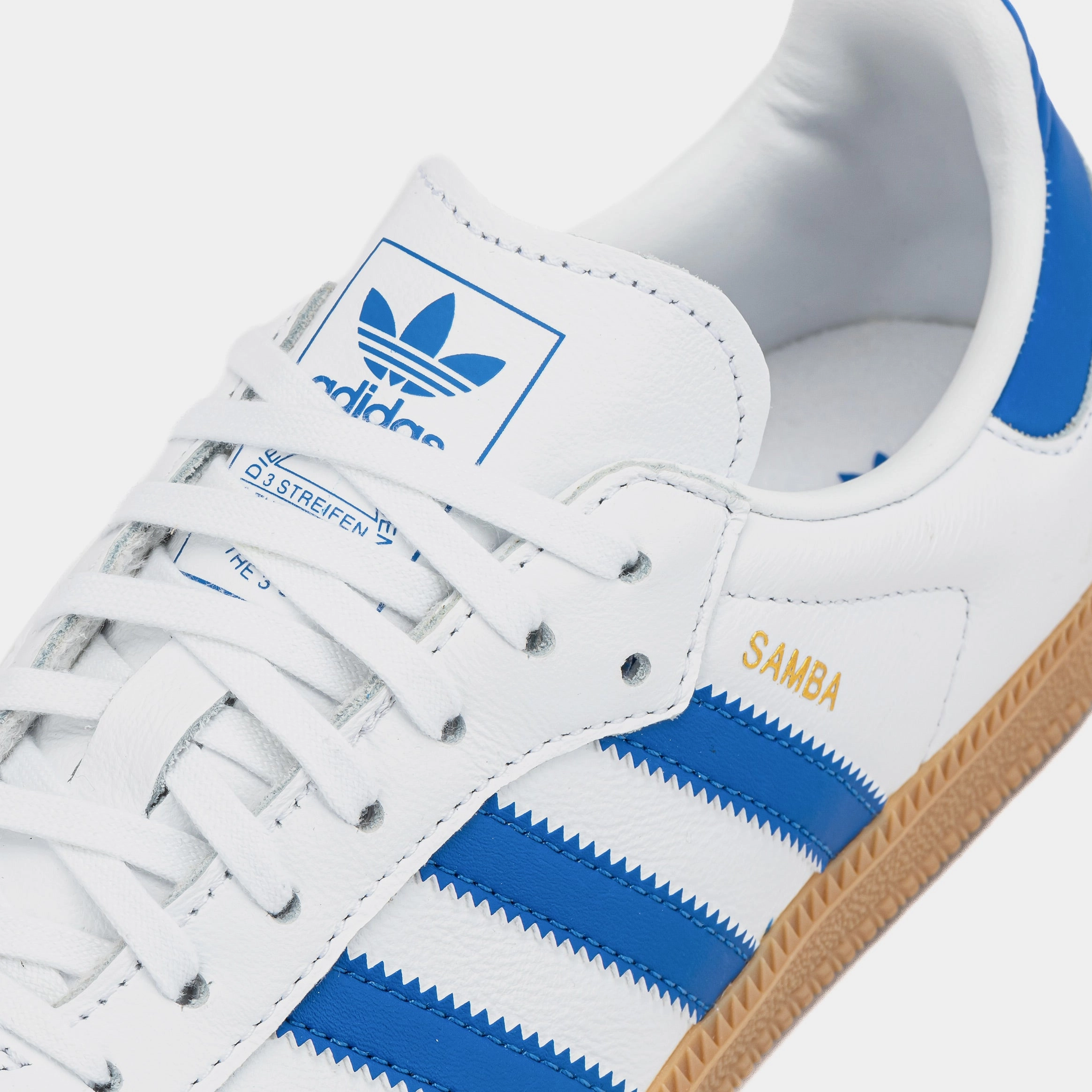 Samba OG Grade School Lifestyle Shoes (Cloud White/Blue/Gum) T-toe casual trainers
