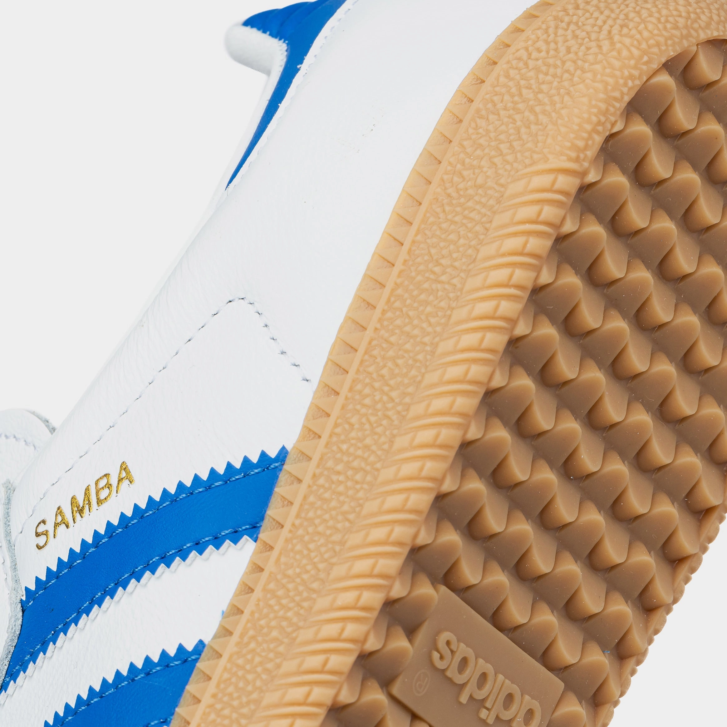 Samba OG Grade School Lifestyle Shoes (Cloud White/Blue/Gum) T-toe casual trainers