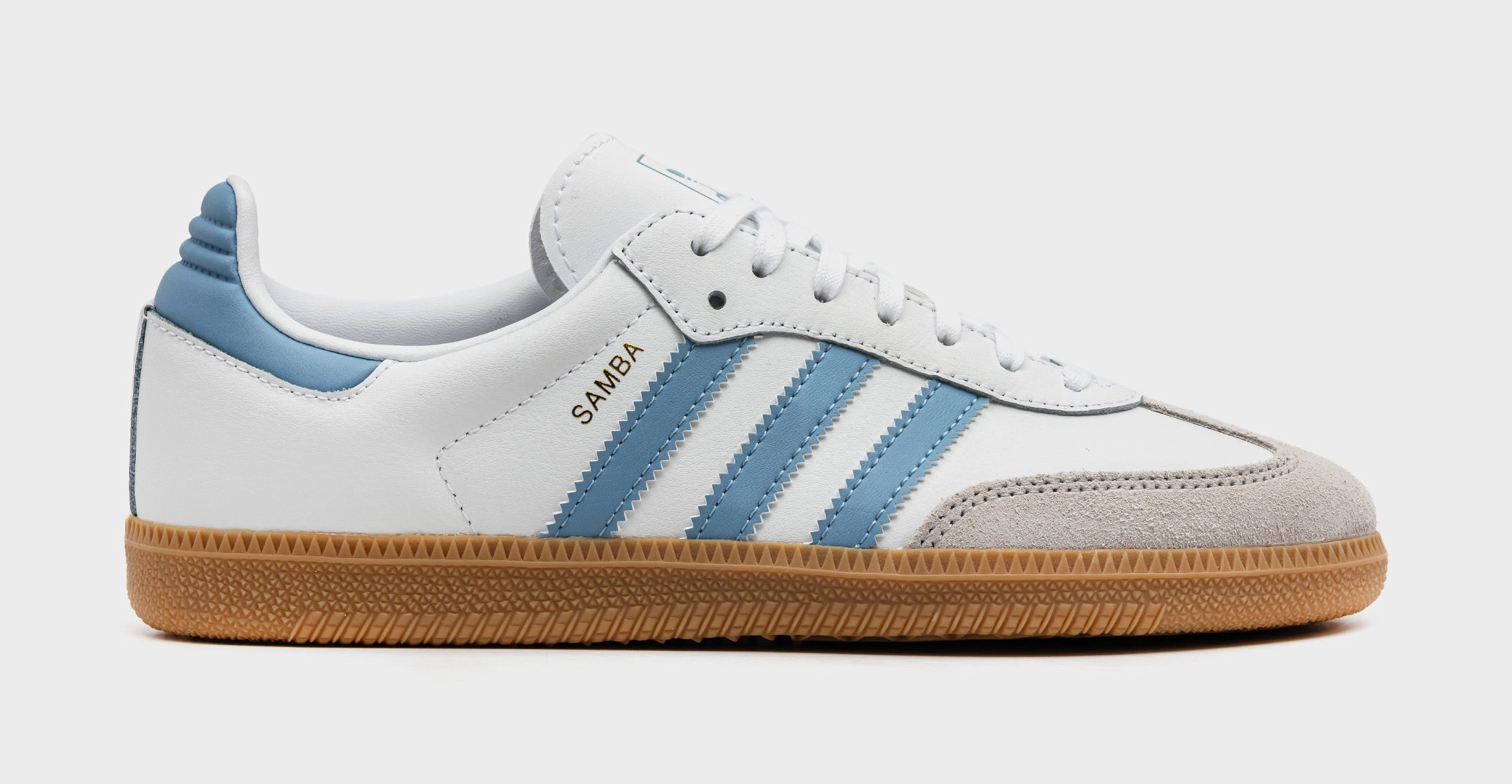 Samba OG Grade School Lifestyle Shoes (Cloud White/Bright Royal) Adidas Samba shoes with iconic T-toe design