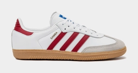 Samba OG Grade School Lifestyle Shoes (Cloud White/Collegiate Burgundy/Gum) Adidas Samba shoes with iconic T-toe design