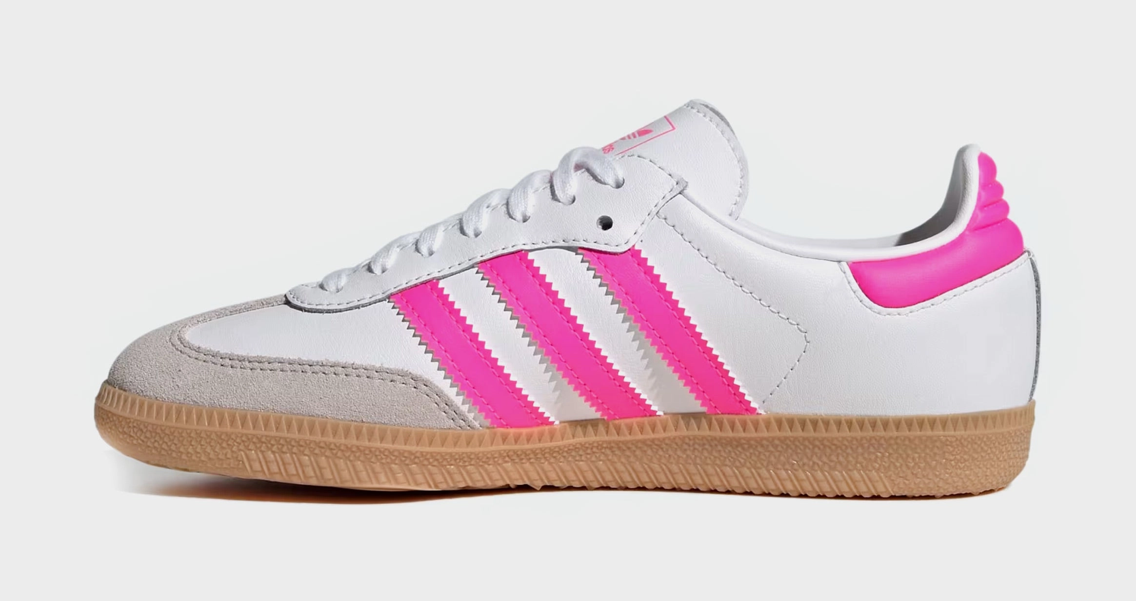 Samba OG Grade School Lifestyle Shoes (Cloud White/Lucid Pink/Gum) T-toe casual trainers