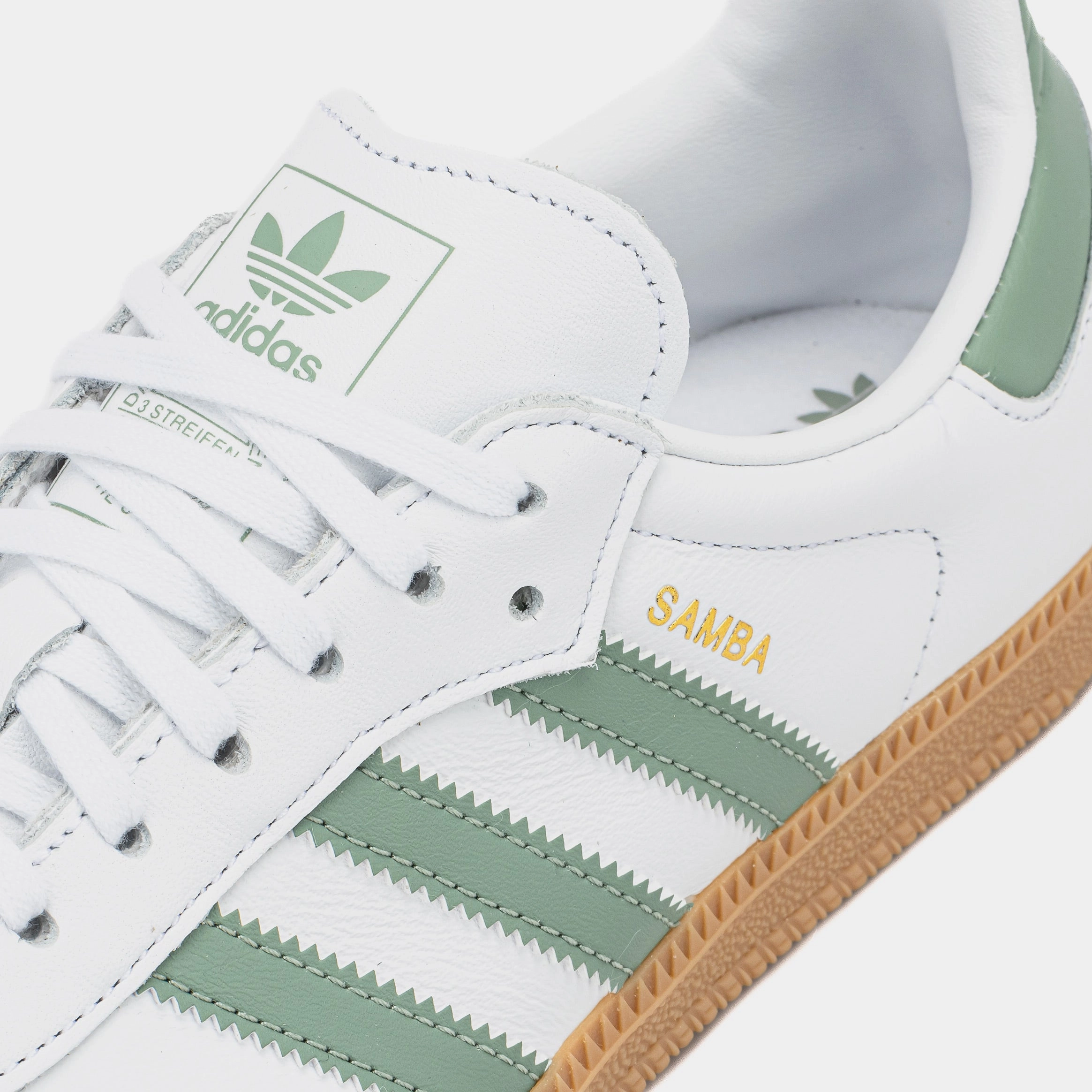 Samba OG Grade School Lifestyle Shoes (Cloud White/Silver/Green) T-toe casual trainers