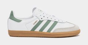 Samba OG Grade School Lifestyle Shoes (Cloud White/Silver/Green) Adidas Samba shoes with iconic T-toe design