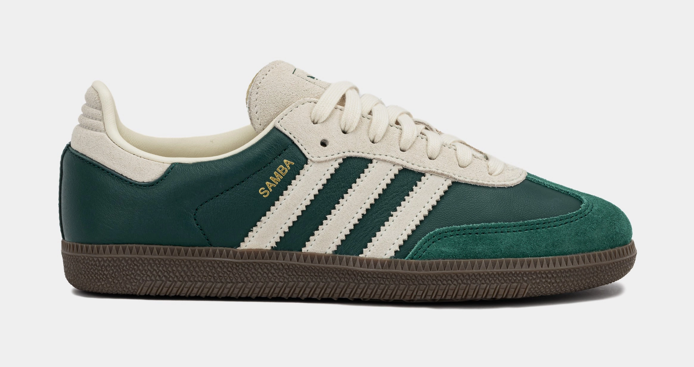Samba OG Grade School Lifestyle Shoes (Dark Green/Beige) Adidas Samba shoes with iconic T-toe design