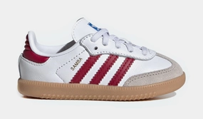 Samba OG Infant Toddler Lifestyle Shoes (Cloud White/Collegiate Burgundy/Gum) Adidas Samba shoes with iconic T-toe design