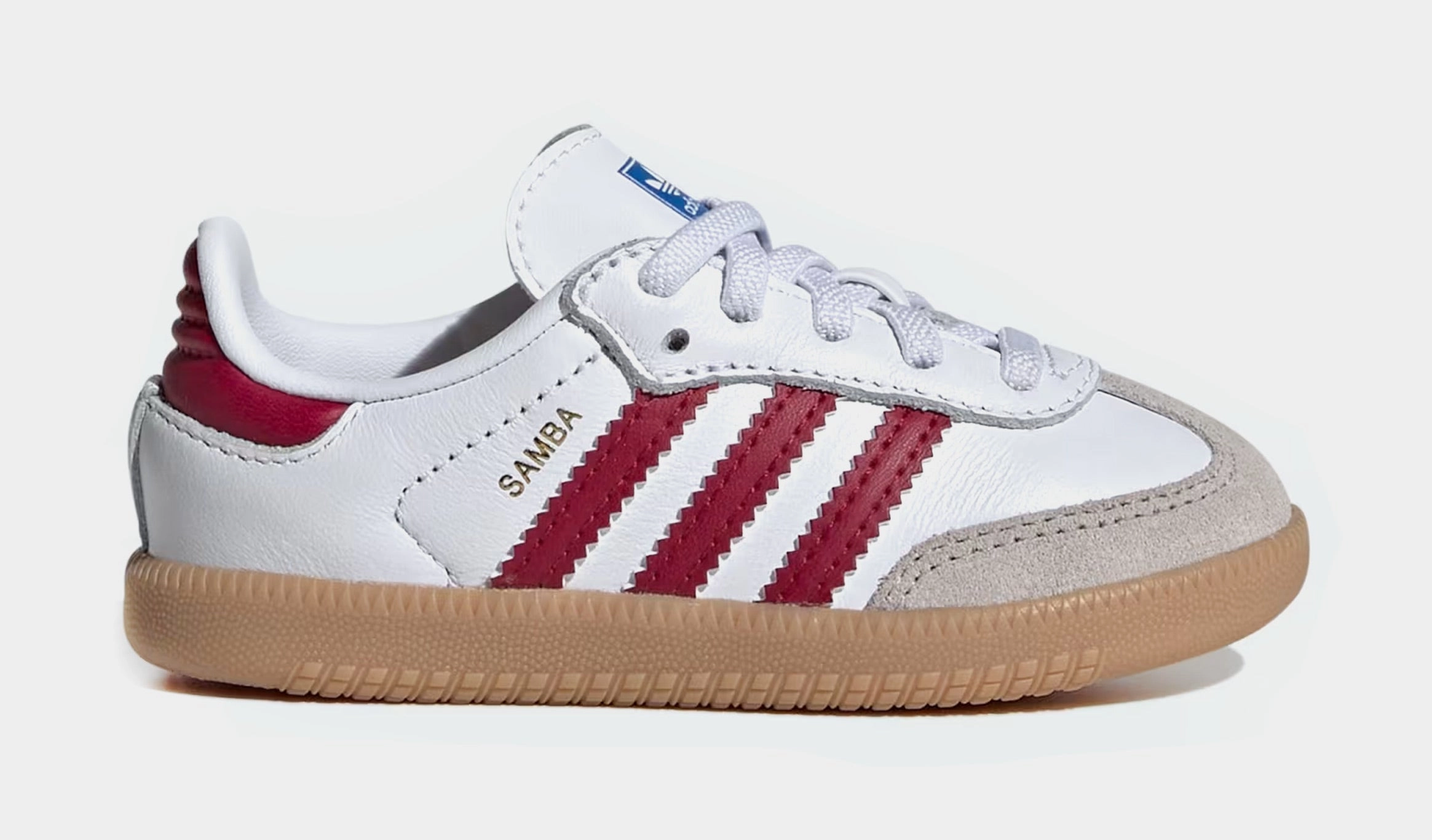 Samba OG Infant Toddler Lifestyle Shoes (Cloud White/Collegiate Burgundy/Gum) Adidas Samba shoes with iconic T-toe design