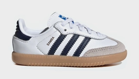 Samba OG Infant Toddler Lifestyle Shoes (Cloud White/Night Indigo/Gum) Adidas Samba shoes with iconic T-toe design