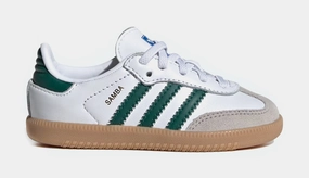 Samba OG Infant Toddler Lifestyle Shoes (White/Green/Gum) Adidas Samba shoes with iconic T-toe design