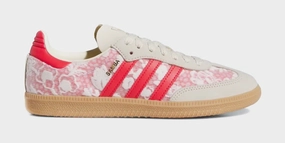 Samba OG Liberty London Womens Lifestyle Shoes (Footwear White/Cream White/Better Scarlet) Adidas Samba shoes with iconic T-toe design