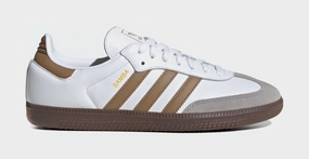Samba OG Mens Lifestyle Shoes (Cloud White/Brown Desert) Adidas Samba shoes with iconic T-toe design