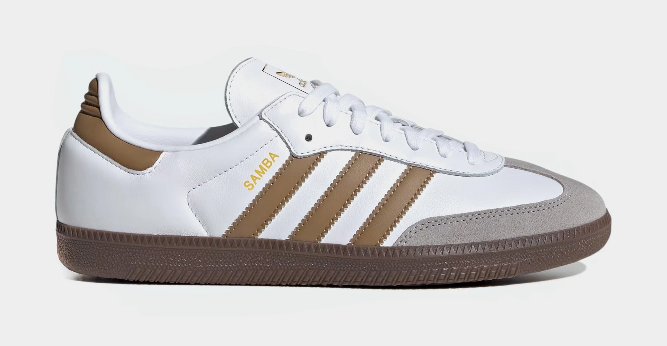 Samba OG Mens Lifestyle Shoes (Cloud White/Brown Desert) Adidas Samba shoes with iconic T-toe design
