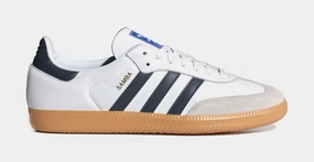 Samba OG Mens Lifestyle Shoes (Cloud White/Night Indigo/Gum) Adidas Samba shoes with iconic T-toe design