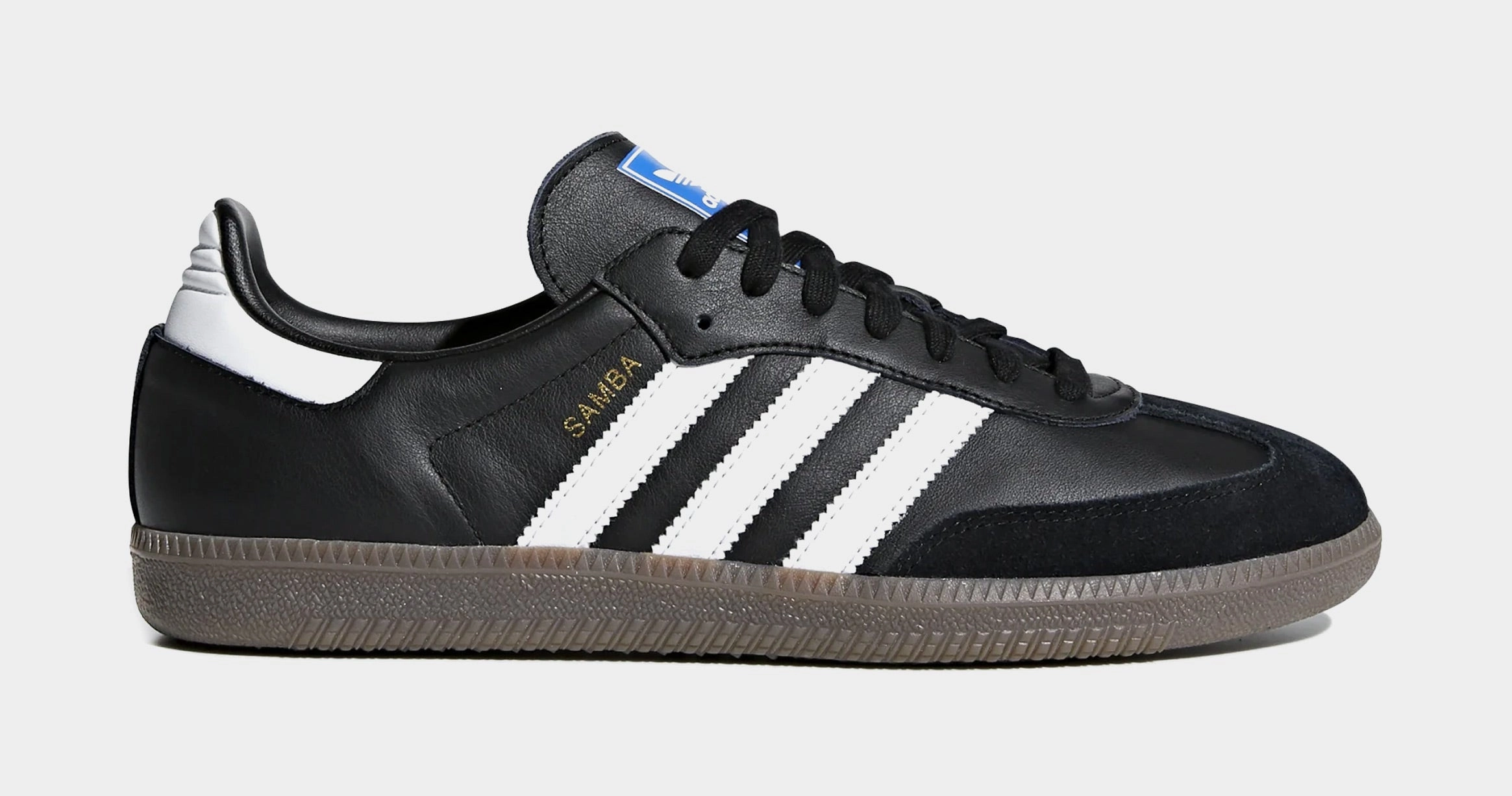 Samba OG Mens Lifestyle Shoes (Core Black/Cloud White/Gum) Adidas Samba shoes with iconic T-toe design