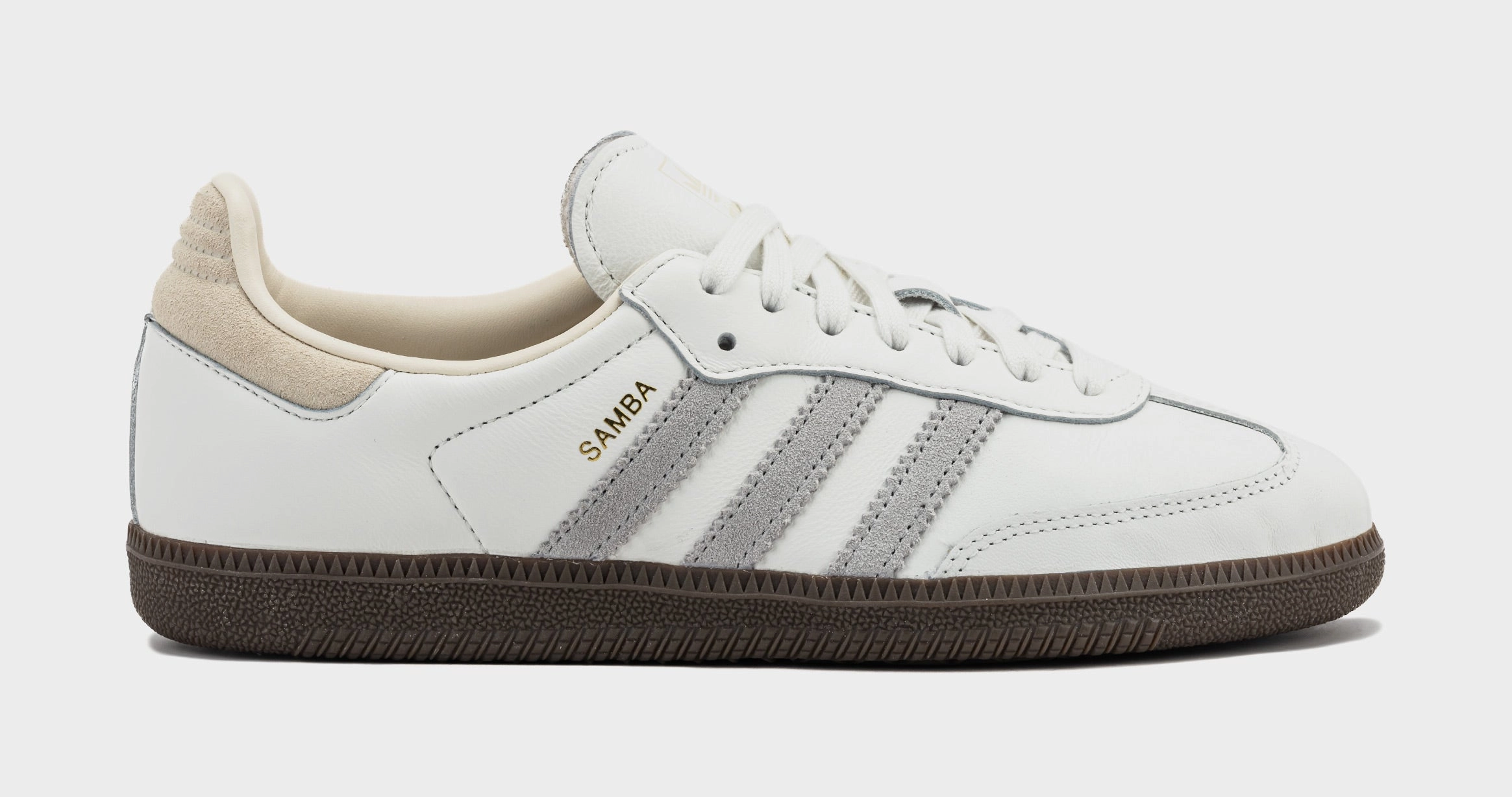 Samba OG Mens Lifestyle Shoes (Core White/Grey Two/Cream White) Adidas Samba shoes with iconic T-toe design