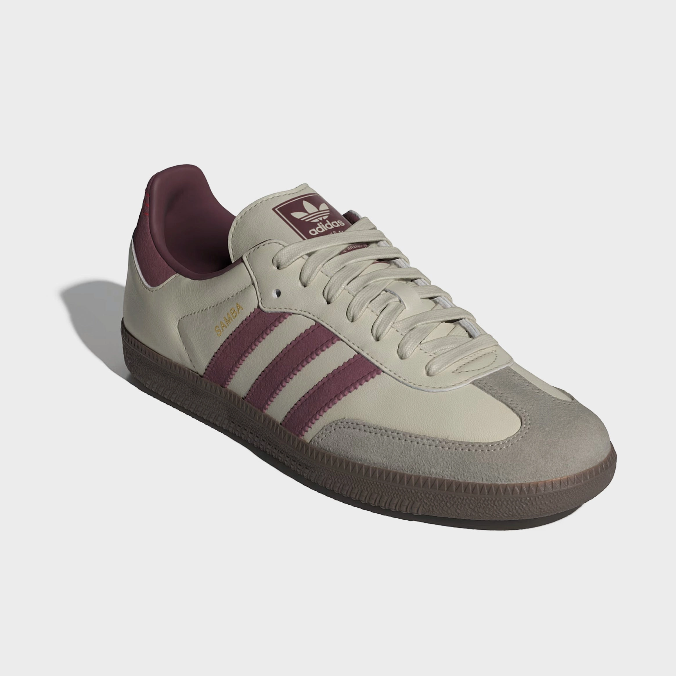 Samba OG Mens Lifestyle Shoes (Putty Grey/Maroon/Gold Metallic) T-toe casual trainers