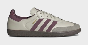 Samba OG Mens Lifestyle Shoes (Putty Grey/Maroon/Gold Metallic) Adidas Samba shoes with iconic T-toe design