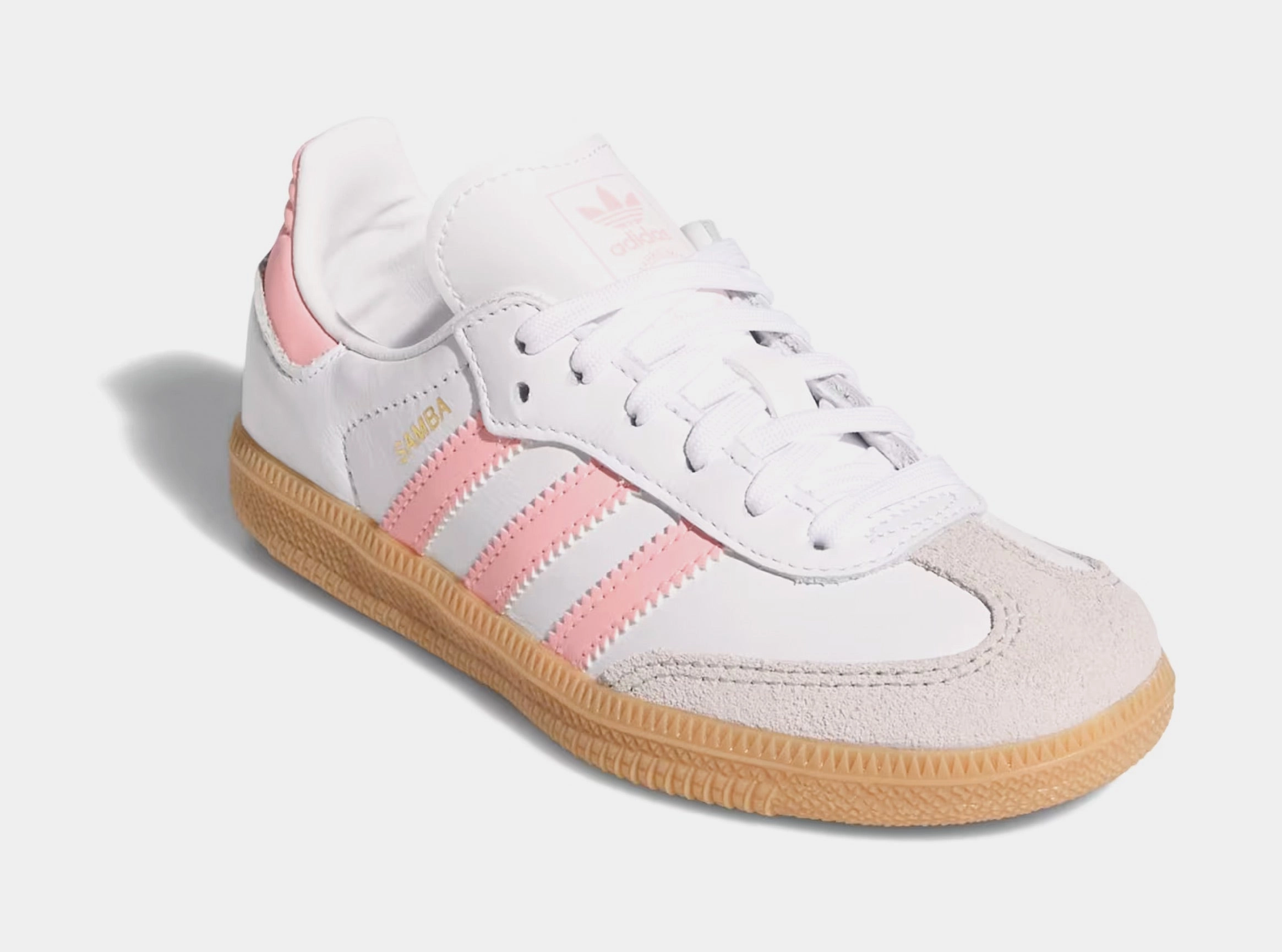 Samba OG Preschool Lifestyle Shoes (Cloud White/Semi Pink Spark/Gum) T-toe casual trainers