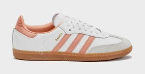 Samba OG Womens Lifestyle Shoes (Cloud White/Wonder Clay/Crystal White) Adidas Samba shoes with iconic T-toe design