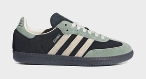 Samba OG Womens Lifestyle Shoes (Core Black/Alumina/Silver Green) Adidas Samba shoes with iconic T-toe design