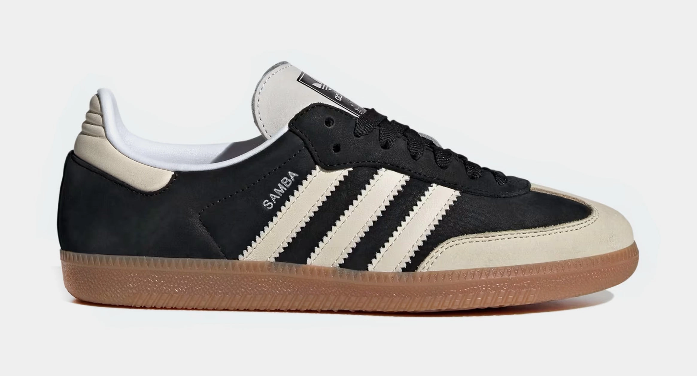 Samba OG Womens Lifestyle Shoes (Core Black/Wonder White/Silver Metallic) Adidas Samba shoes with iconic T-toe design