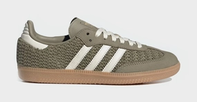Samba OG Womens Lifestyle Shoes (Orbit Green/Cream White/Gum) Adidas Samba shoes with iconic T-toe design