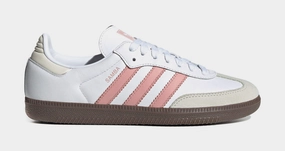 Samba OG Womens Lifestyle Shoes (White/Mauve) Adidas Samba shoes with iconic T-toe design